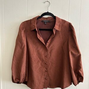 Marc New York Brown Button-Up Women's Top